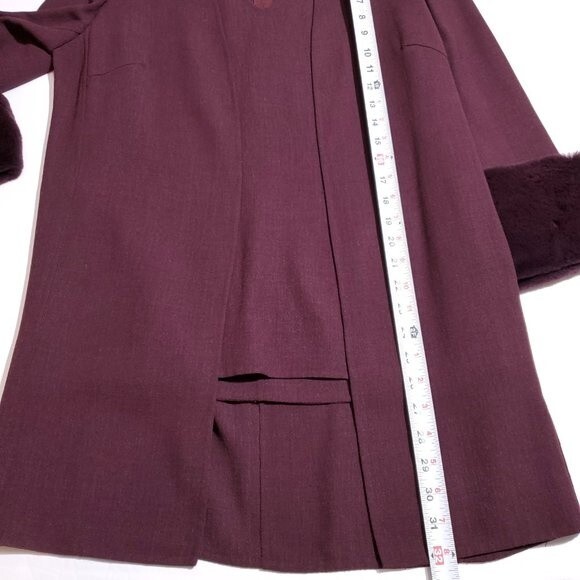 Vintage Mila Schon Faux Fur Cuff Open Blazer Jacket Women's Size 8 40 Red Italy - Picture 4 of 12